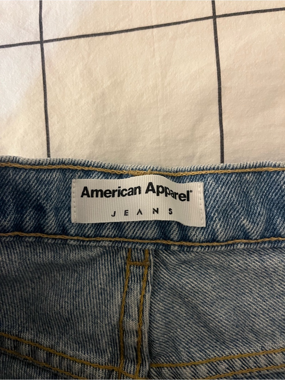 American Apparel Medium Blue High-Waist Rolled Hem Denim Shorts - Picture 2 of 3